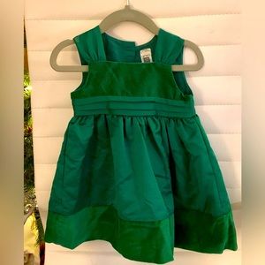 Precious Emerald Green Velvet and Satin Christmas Dress 12M